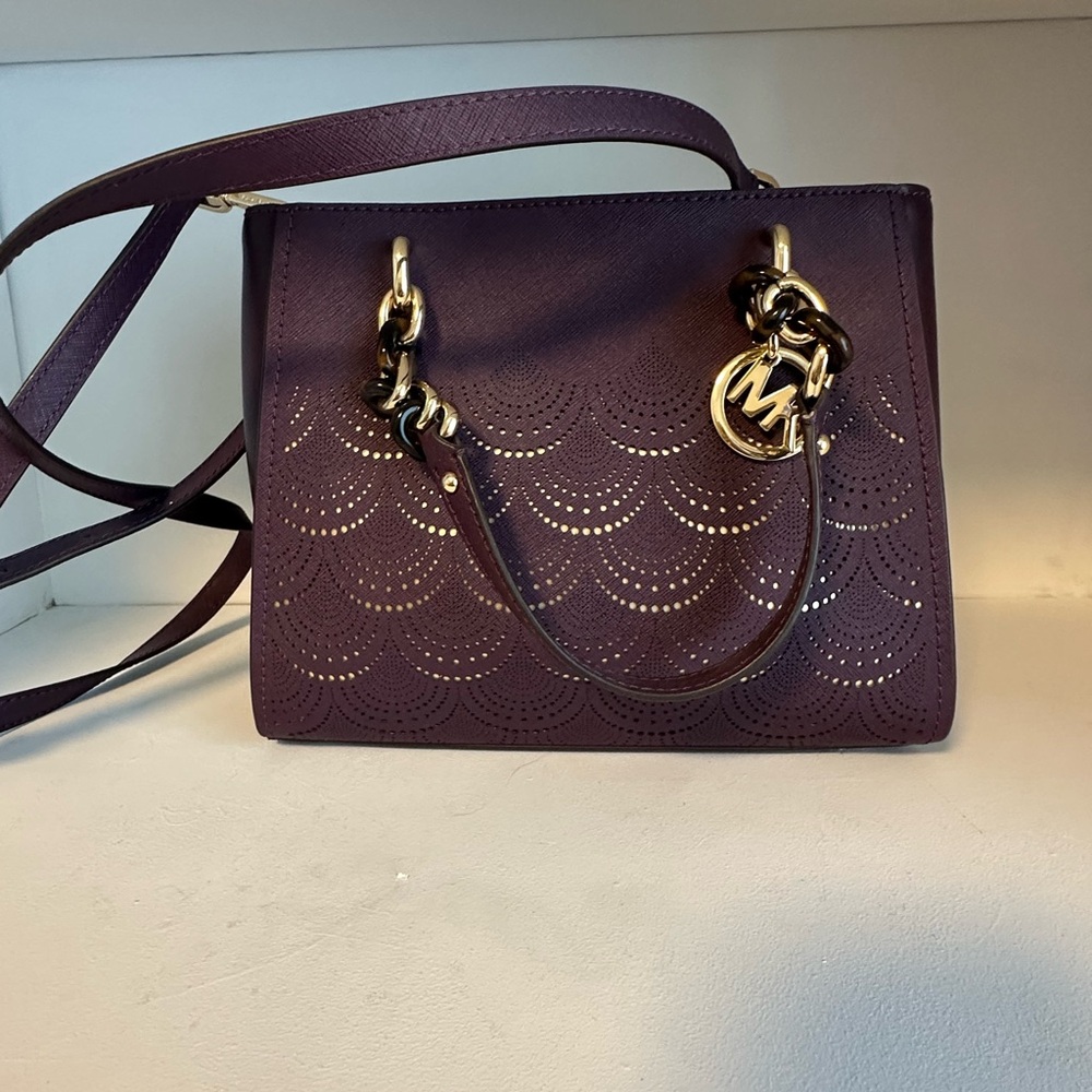 Michael Kors Purple Handbag with Gold Accents